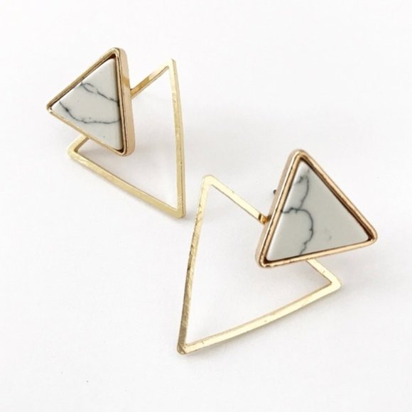 Lulu's "Triangular Infatuation" Marble Earrings - Picture 4 of 8